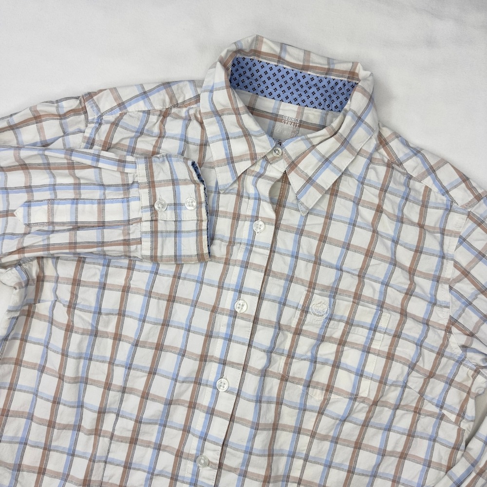 Wrangler Shirt Men's Small George Strait Check White Long Sleeve Button‎ Down